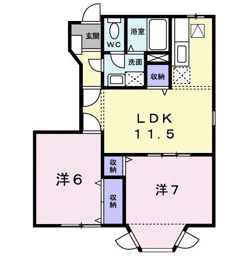 パークハイム弐番館(2LDK/1階)の間取り写真