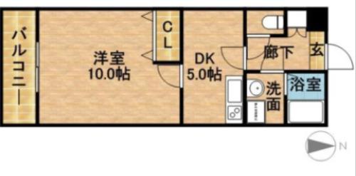 クレアトゥールI(1K/2階)の間取り写真