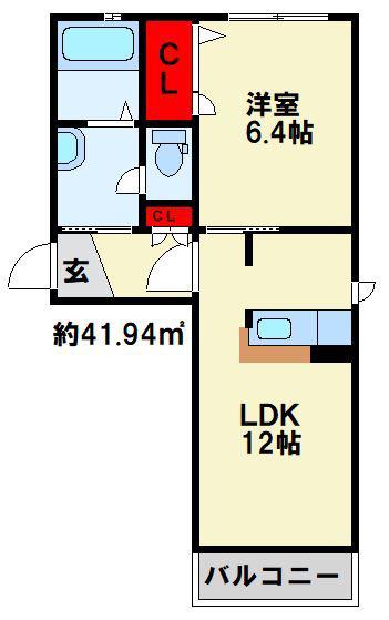 ヴィラシャーメゾン行橋プリモ (1LDK/2階)の間取り写真