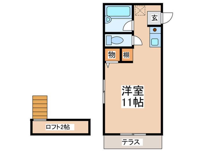 ルート基山A棟I(ワンルーム/1階)の間取り写真