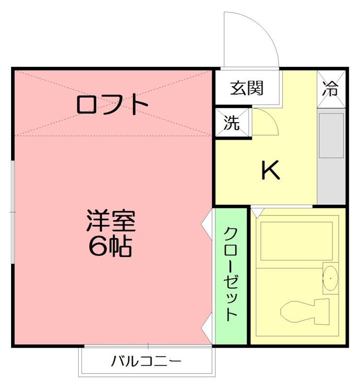 パームタウン(1K/2階)の間取り写真