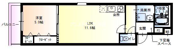 フジパレス堺大浜VII番館(1LDK/1階)の間取り写真