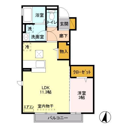 グッドウェル(1LDK/1階)の間取り写真