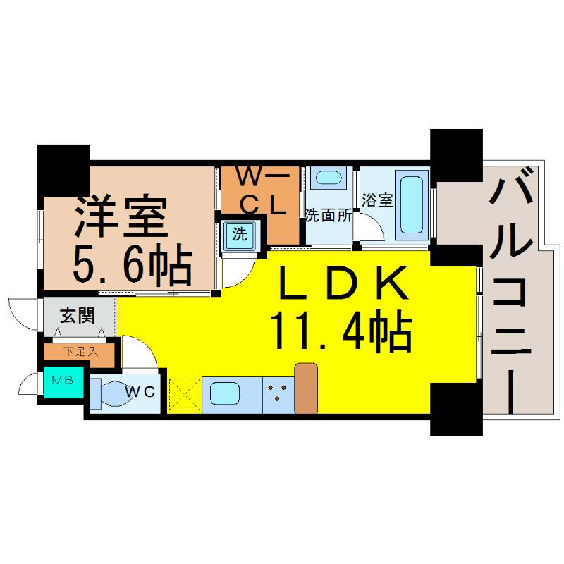 IZ RESIDENCE(1LDK/9階)の間取り写真