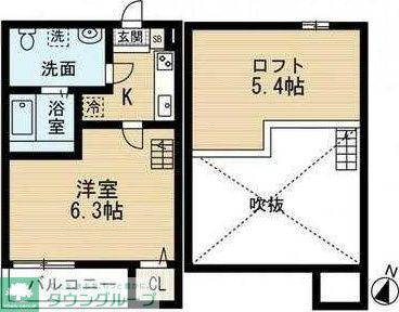 ドリームライン(1K/1階)の間取り写真