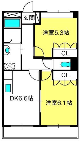 MAJESTAVILLA(2DK/1階)の間取り写真