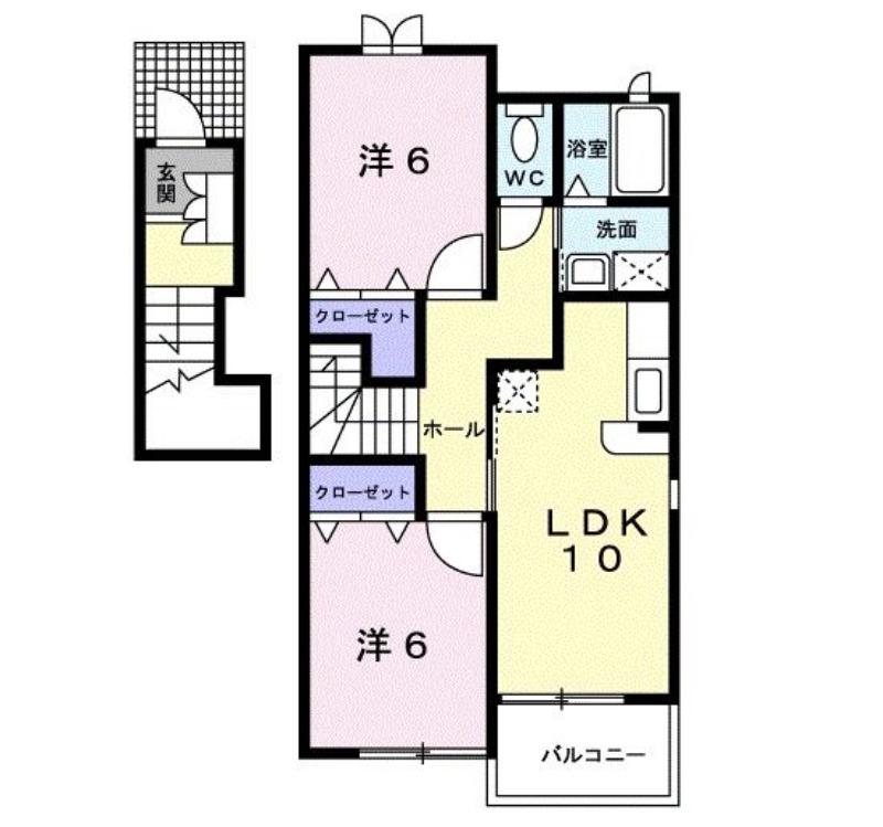 アルドーレIII(2LDK/2階)の間取り写真