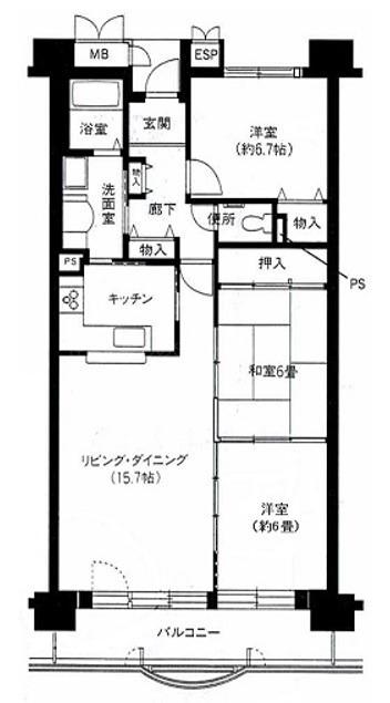 あべのクオレ(3LDK/13階)の間取り写真