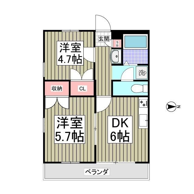 ウイニングイースト(2DK/1階)の間取り写真