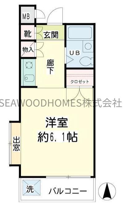 ベルライト能見台(ワンルーム/5階)の間取り写真