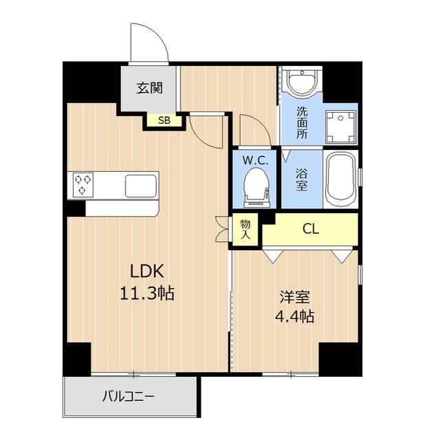 LIBTH天神東(1LDK/6階)の間取り写真