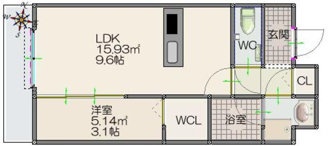 ルッシェ住吉(1LDK/3階)の間取り写真