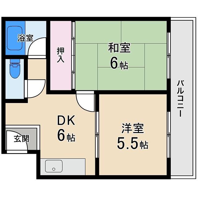 桜木マンション(2DK/4階)の間取り写真