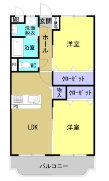 アプランドルV(2LDK/3階)の間取り写真