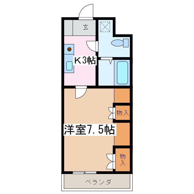 クオリティー白眉(1K/3階)の間取り写真