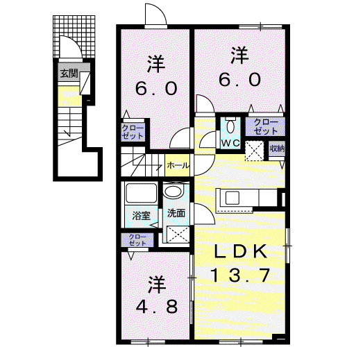 プリマヴェーラ(3LDK/2階)の間取り写真