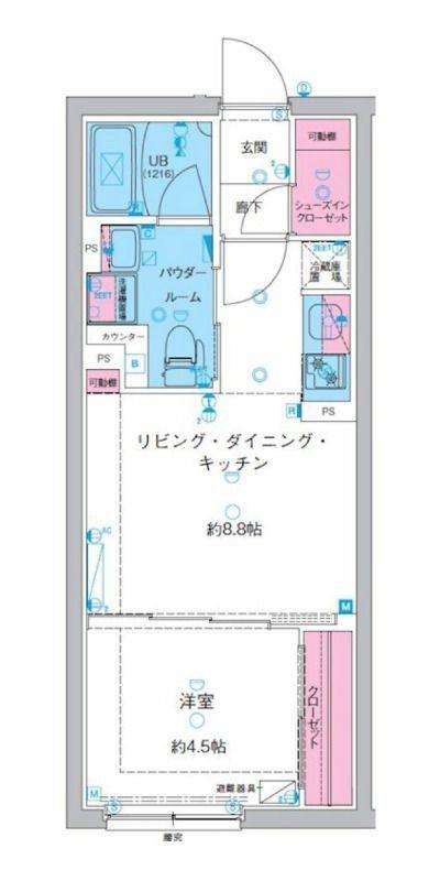 ジェノヴィア池袋(1LDK/4階)の間取り写真