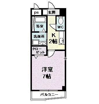 プラシードカーサ(1K/2階)の間取り写真