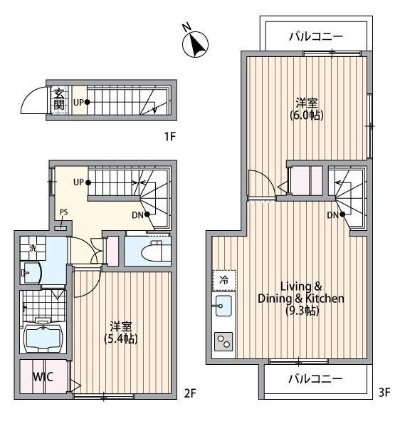 ミハス三軒茶屋(2DK/2階)の間取り写真
