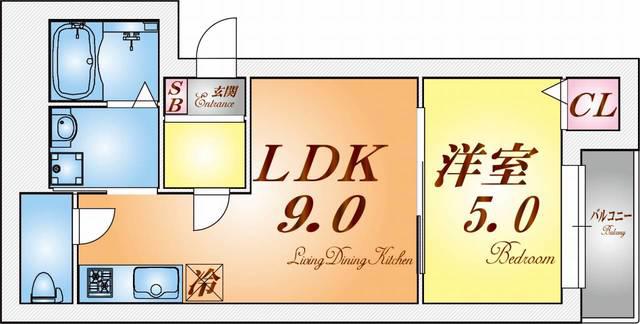 KOKORO(1LDK/3階)の間取り写真