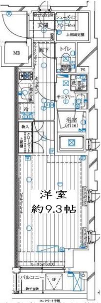 レガリス月島ベイサイドコート(1K/5階)の間取り写真