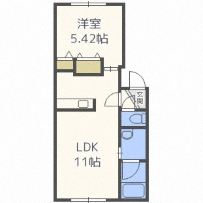 グローリー菊水上町(1LDK/1階)の間取り写真