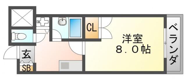 KM江坂(1K/6階)の間取り写真