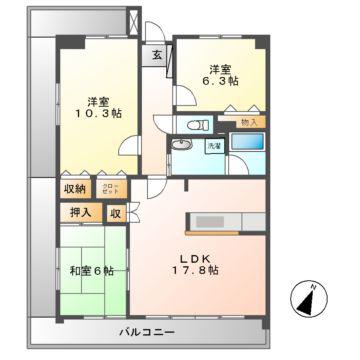 マーブル音羽館(3LDK/17階)の間取り写真