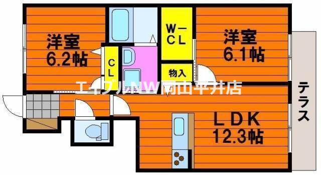 グランフォート 弐番館(2LDK/1階)の間取り写真