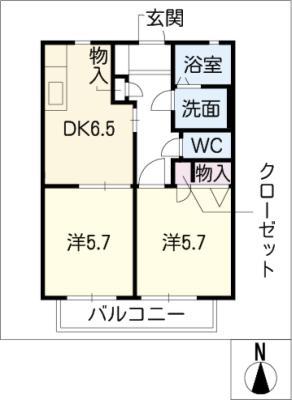 プランドール・I(2DK/1階)の間取り写真