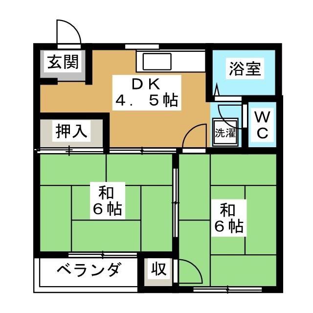 ジュネス・アイ(2DK/2階)の間取り写真