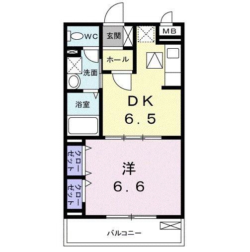 メゾンプレ・シアン(1DK/1階)の間取り写真