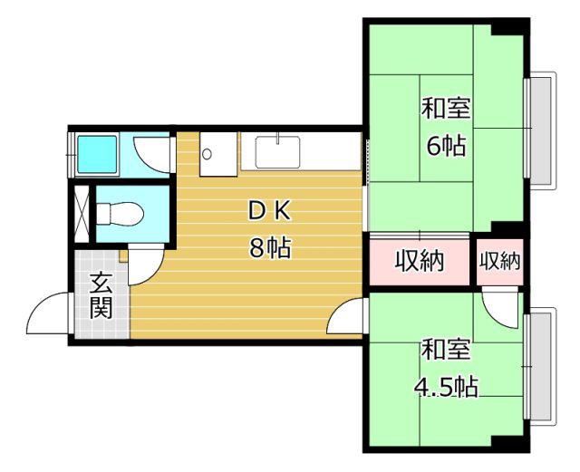 清和幸マンション(2DK/4階)の間取り写真