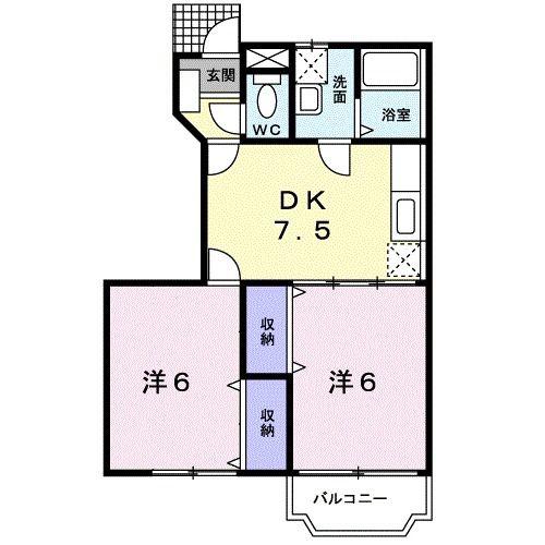 クレストール船迫(2DK/1階)の間取り写真