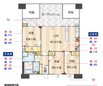 パークサンリヤン大橋(3LDK/2階)の間取り写真