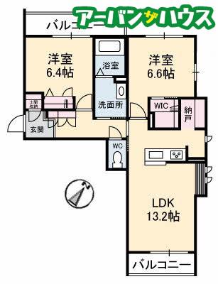 OHANA(2LDK/3階)の間取り写真