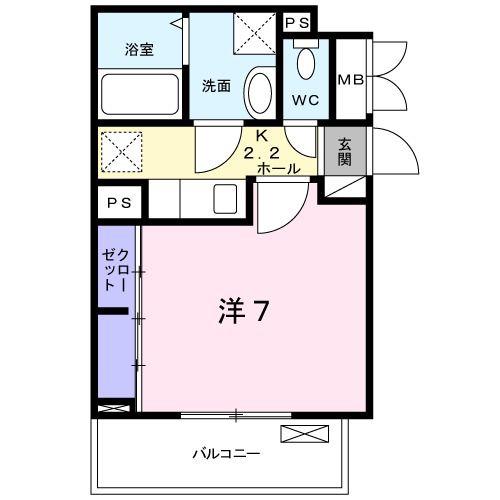 シャン ベルジュ(1K/2階)の間取り写真