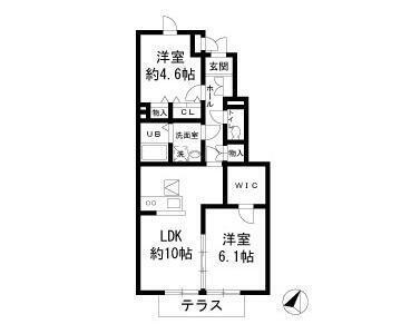 プランドールエフ(2LDK/1階)の間取り写真