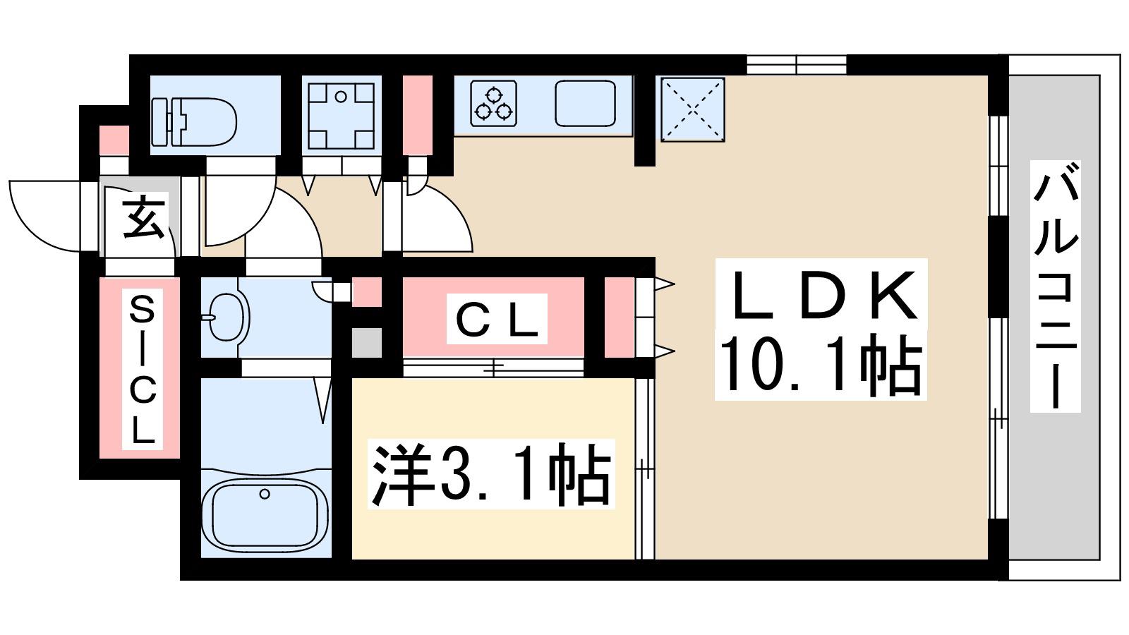 コンフォリア江坂広芝町(1LDK/5階)の間取り写真
