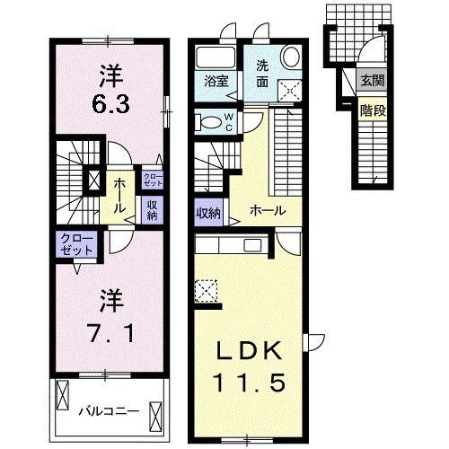 プロムナード(2LDK/2階)の間取り写真