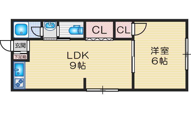 月が丘コーポ(1LDK/2階)の間取り写真