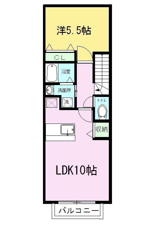 スプリング菊池B(1LDK/2階)の間取り写真