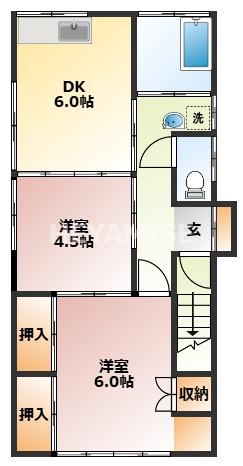 中小島アパート(2DK/2階)の間取り写真