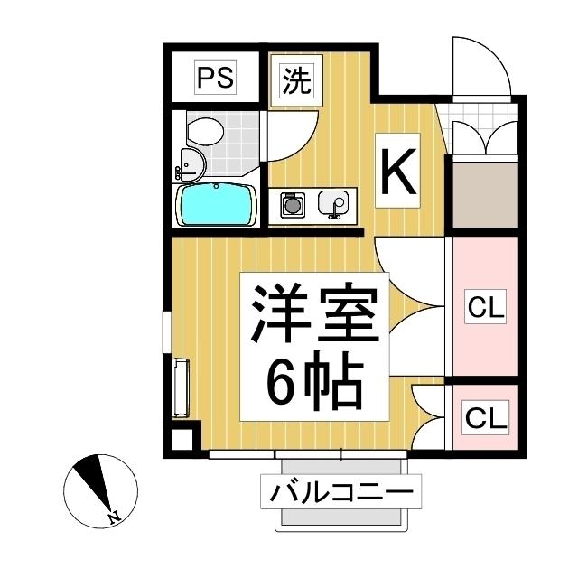 ジョイフルちくま(ワンルーム/3階)の間取り写真