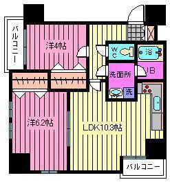 ISM大宮(2LDK/11階)の間取り写真