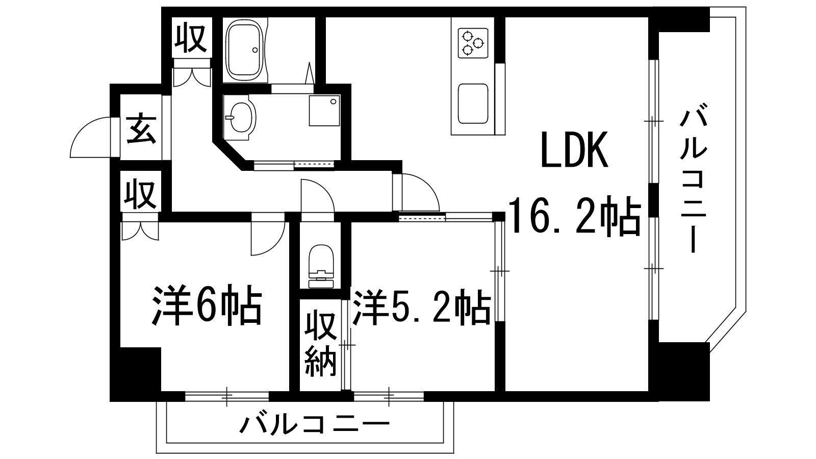 サクラリアヨシナガ(2LDK/8階)の間取り写真