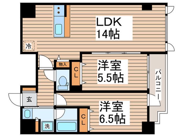 ダ―シャモリ(2LDK/8階)の間取り写真