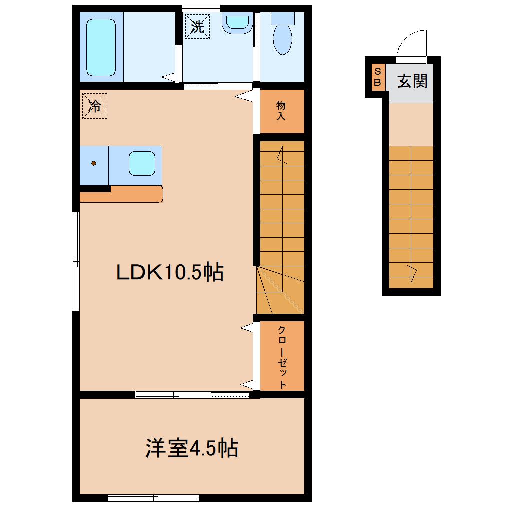 青空とそよ風のメゾン(1LDK/2階)の間取り写真