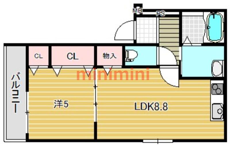 フジパレス城北町(1LDK/1階)の間取り写真