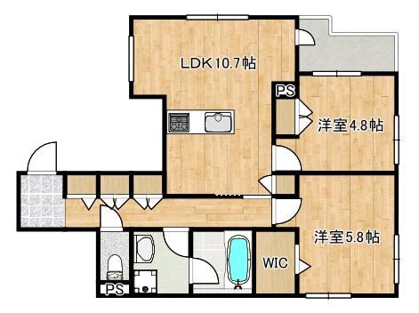 東生田1丁目ヘーベルメゾン(2LDK/2階)の間取り写真